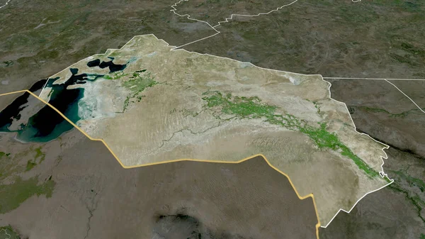 Qyzylorda Região Cazaquistão Ampliou Destacou Imagens Satélite Renderização — Fotografia de Stock