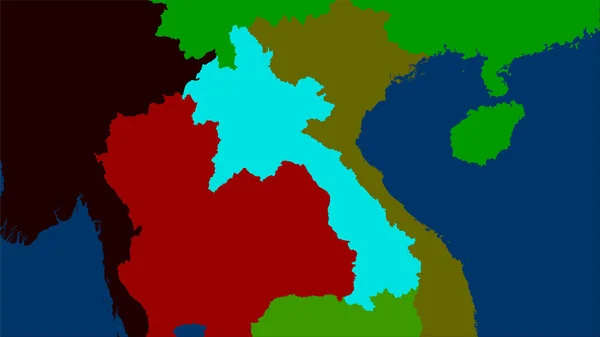 Stereografik Projeksiyondaki Idari Bölümler Haritasında Laos Alanı Raster Katmanlarının Ham — Stok fotoğraf