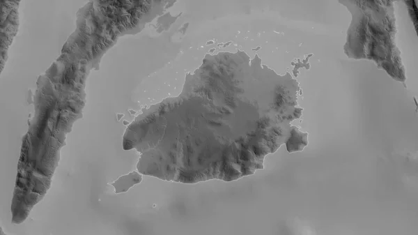 Bohol Filippinerna Grayscaled Karta Med Sjöar Och Floder Form Som — Stockfoto