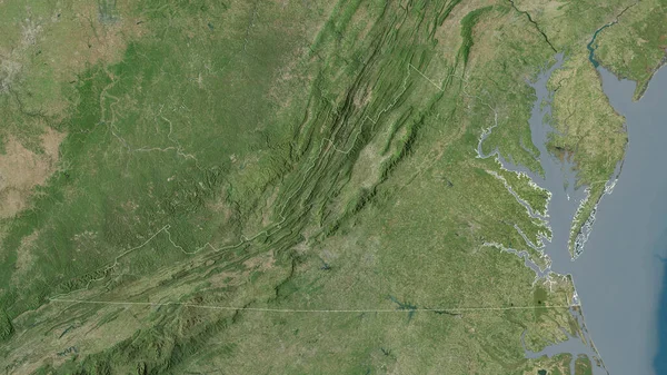 Virginia Delstaten Usa Satellitbilder Form Som Skisseras Mot Dess Landområde — Stockfoto