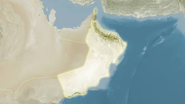 Omán Área Satélite Mapa Proyección Estereográfica Composición Cruda Capas Trama — Foto de Stock