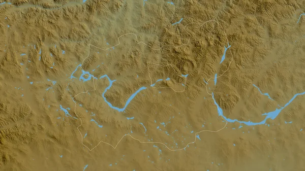 Tov Province Mongolia Colored Shader Data Lakes Rivers Shape Outlined — Stock Photo, Image