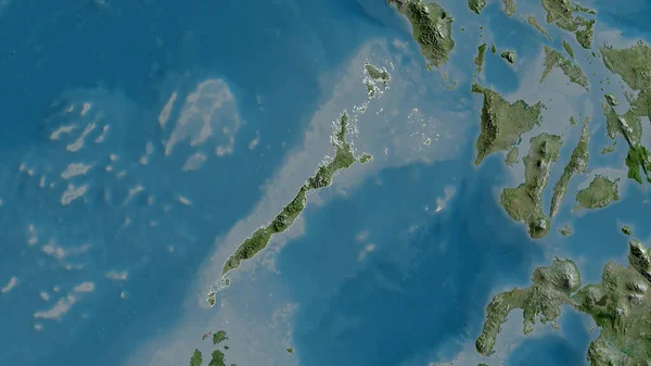 Palawan Província Das Filipinas Imagens Satélite Forma Delineada Contra Sua — Fotografia de Stock