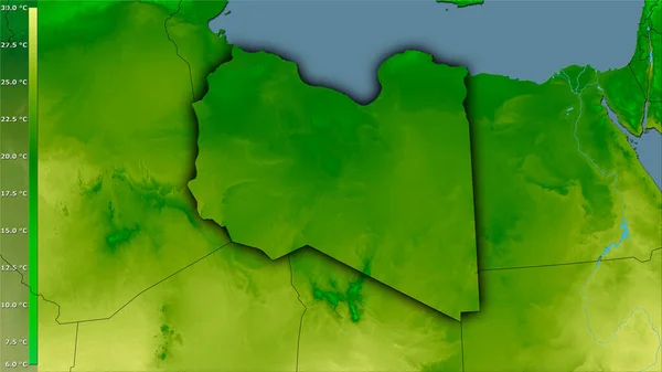 Середньорічна Температура Лівійській Зоні Стереографічній Проекції Легендою Сира Композиція Растрових — стокове фото