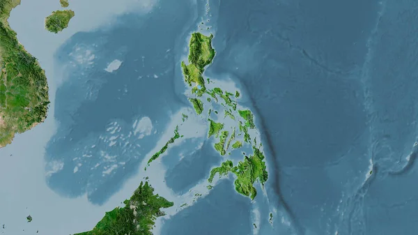 Philippines area on the satellite C map in the stereographic projection - raw composition of raster layers