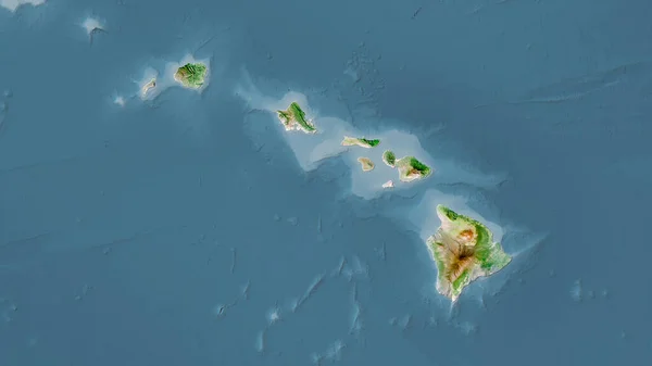 衛星上の米国ハワイ地域地図立体投影 ラスター層の生の組成 — ストック写真