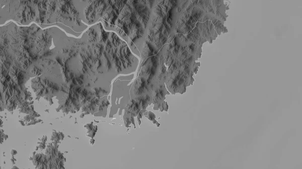 Пусан Столичный Город Южной Кореи Карта Масштабе Grayscaled Лаками Риверами — стоковое фото