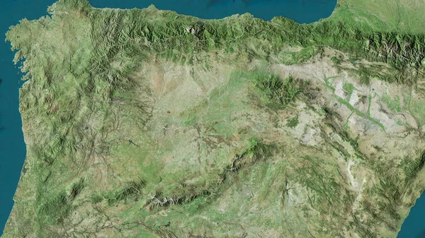 Castilla Leon Autonoma Regionen Spanien Satellitbilder Form Som Skisseras Mot — Stockfoto