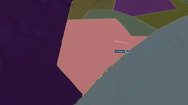 Jubbada Hoose Regione Della Somalia Ingrandita Evidenziata Con Capitale Mappa — Foto Stock