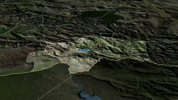 Sirnak Provincia Turquía Zoomed Destacó Con Capital Imágenes Satélite Renderizado — Foto de Stock