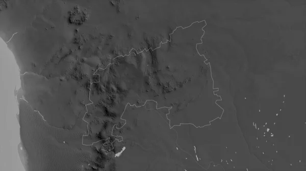 Khomas Región Namibia Mapa Escala Grises Con Lagos Ríos Forma — Foto de Stock