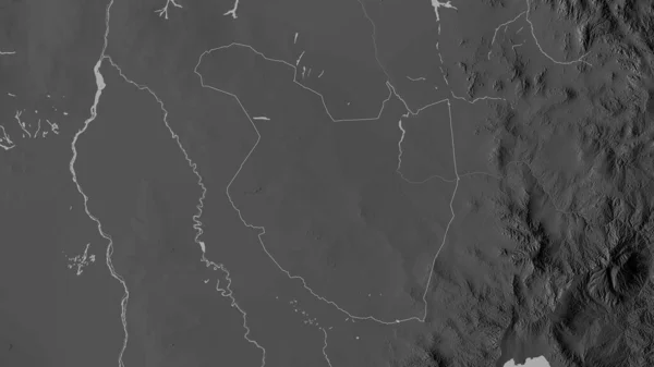 Qadarif Estado Sudán Mapa Escala Grises Con Lagos Ríos Forma — Foto de Stock