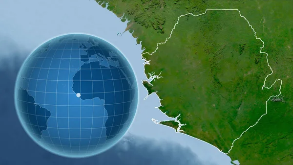 Sierra Leona Globo Con Forma Del País Contra Mapa Ampliado — Foto de Stock