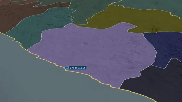 Синоэ Округ Либерии Увеличенный Выделенный Столицей Цветная Карта Административного Деления — стоковое фото