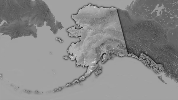 Gebiet Der Vereinigten Staaten Alaska Auf Der Graustufen Höhenkarte Der — Stockfoto