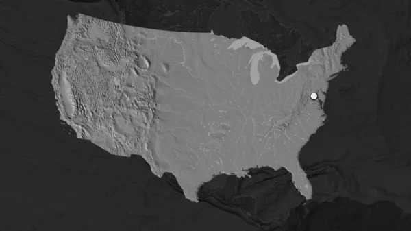 Zona Destacada Estados Unidos Con Punto Capital Mapa Desaturado Barrio —  Fotos de Stock