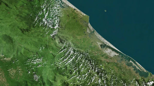Quang Provinsen Vietnam Satellitbilder Form Som Skisseras Mot Dess Landområde — Stockfoto