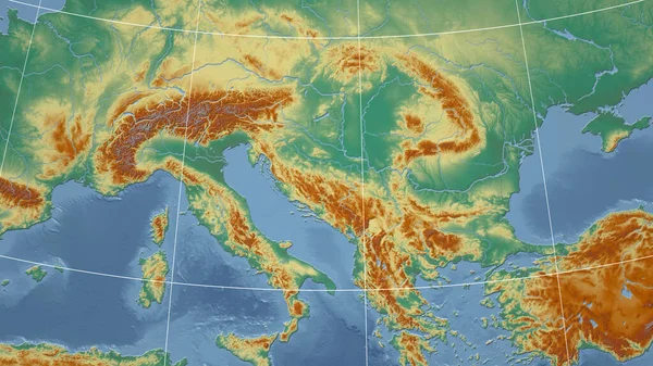 Sérvia Bairro Perspectiva Distante Sem Contorno Mapa Topográfico Relevo — Fotografia de Stock