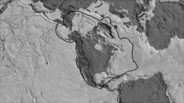 北アメリカ地質調査所によると 北アメリカ地質調査所の標高マップの隣のプレートと境界線Grinten Projection 斜めの変換 — ストック写真