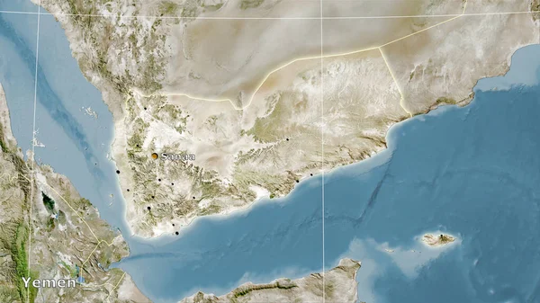 Obszar Jemenu Satelicie Mapa Projekcji Stereograficznej Kompozycja Główna — Zdjęcie stockowe