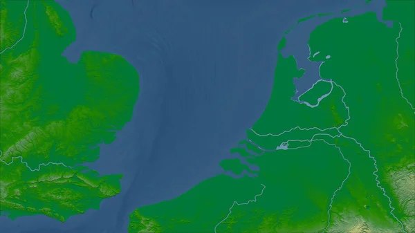 Países Baixos Perspectiva Close País Sem Esboço Cor Mapa Físico — Fotografia de Stock
