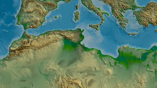 Tunisien Zoomade Och Grannskap Huvuddragen Det Fysiska Landskapet Rendering — Stockfoto