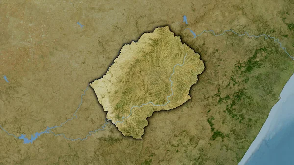 卫星B图立体投影中的莱索托地区 暗光轮廓光栅层的原始组成 — 图库照片