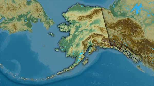 Территория Сша Аляске Рельефной Карте Стереографической Проекции Сырой Состав Растровых — стоковое фото