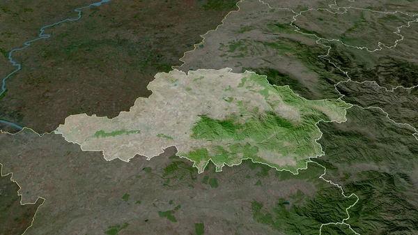 Arad Comté Roumanie Zoomé Mis Évidence Imagerie Satellite Rendu — Photo