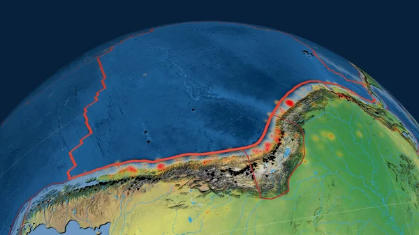 Piastra Tettonica Nazca Delineata Sul Globo Carta Topografica Della Terra — Foto Stock