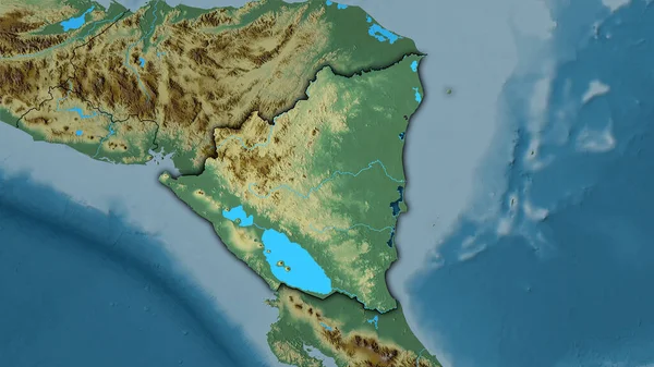 Área Nicarágua Mapa Relevo Topográfico Projeção Estereográfica Composição Bruta Camadas — Fotografia de Stock