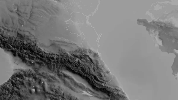 Daguestán República Rusia Mapa Escala Grises Con Lagos Ríos Forma —  Fotos de Stock