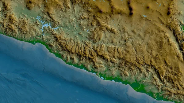 Guerrero Staat Mexico Gekleurde Schaduwgegevens Met Meren Rivieren Vorm Geschetst — Stockfoto