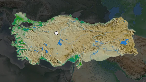 Подчеркнутая Область Турции Столицей Обезвоженной Карте Окрестностей Цветовая Карта — стоковое фото
