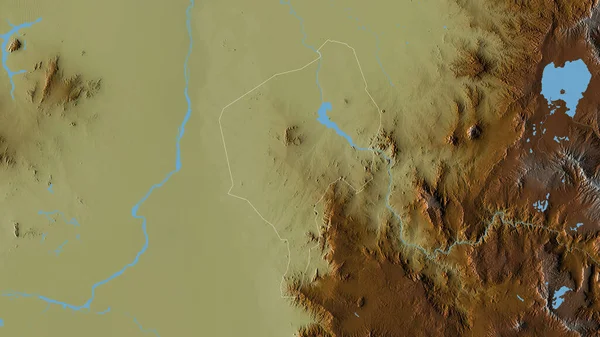 Kék Nílus Szudán Állam Színes Dombormű Tavakkal Folyókkal Alakzat Körvonalazódik — Stock Fotó