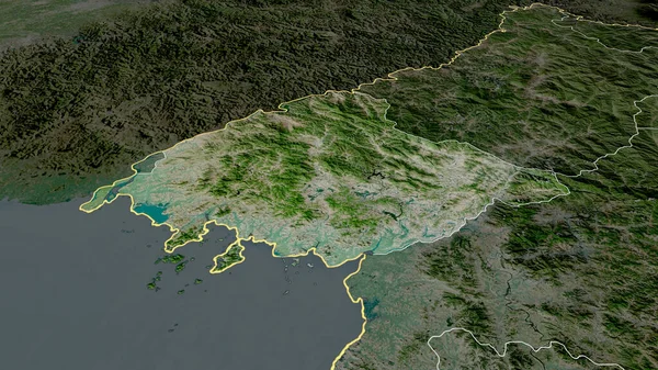 Pyongan Bukto Provinsen Nordkorea Zoomas Och Betonas Satellitbilder Rendering — Stockfoto