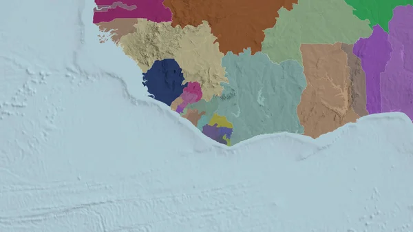 Liberia Zoomade Och Grannskap Färgad Och Klumpig Karta Över Den — Stockfoto
