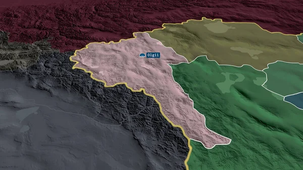 Provincie Mongolsko Bayan Olgiy Přiblížila Zvýraznila Kapitálem Barevná Poďobaná Mapa — Stock fotografie