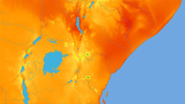 Περιοχή Κένυας Στον Ετήσιο Χάρτη Θερμοκρασίας Στην Στερεογραφική Προβολή Ακατέργαστη — Φωτογραφία Αρχείου