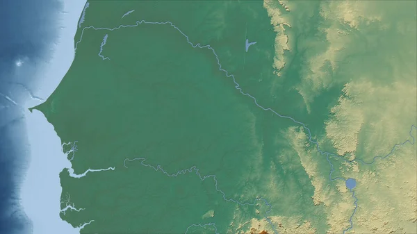 Senegal Perspectiva Close País Sem Esboço Mapa Topográfico Relevo — Fotografia de Stock