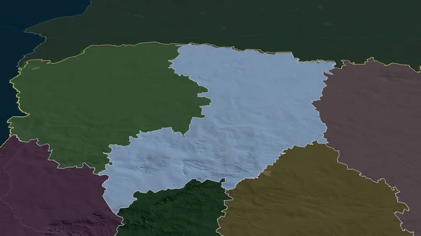 Rivne Région Ukraine Zoomé Mis Évidence Carte Colorée Bosselée Division — Photo