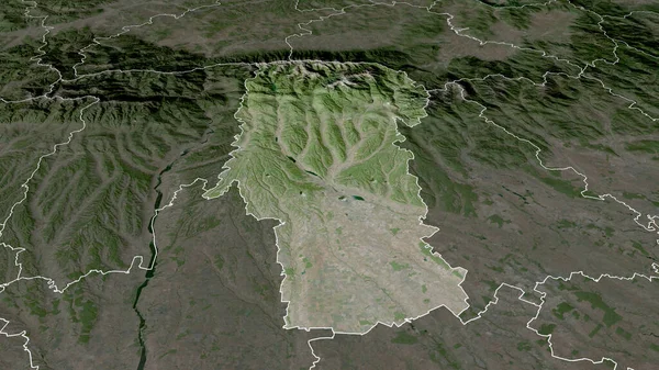 Arges County Romania Zoomed Highlighted Satellite Imagery Rendering — Stock Photo, Image