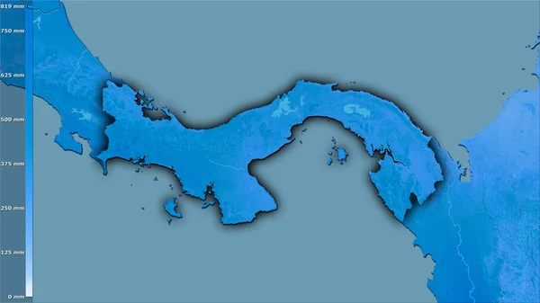 Precipitation Wettest Month Panama Area Stereographic Projection Legend Raw Composition — Stock Photo, Image