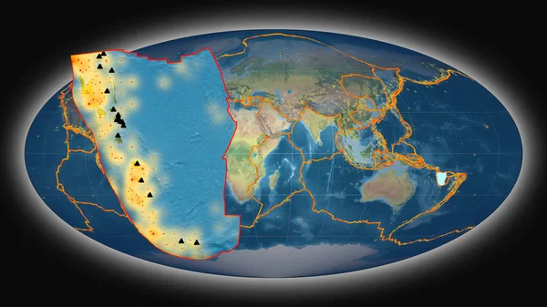 Нові Гебридські Тектонічні Плити Екстронулися Представлені Проти Глобальної Топографічної Карти — стокове фото