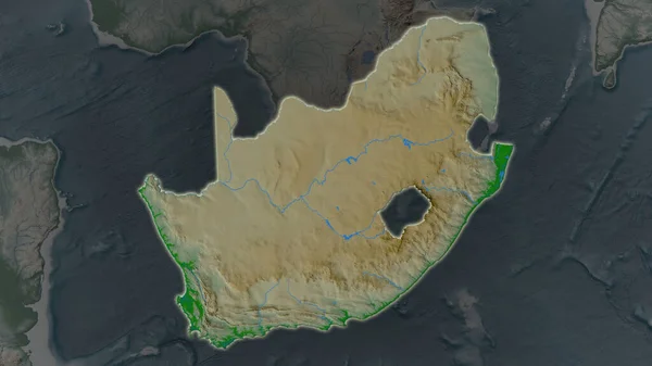 Jihoafrická Oblast Zvětšovala Žhnula Ztemnělém Pozadí Svého Okolí Hlavní Prvky — Stock fotografie