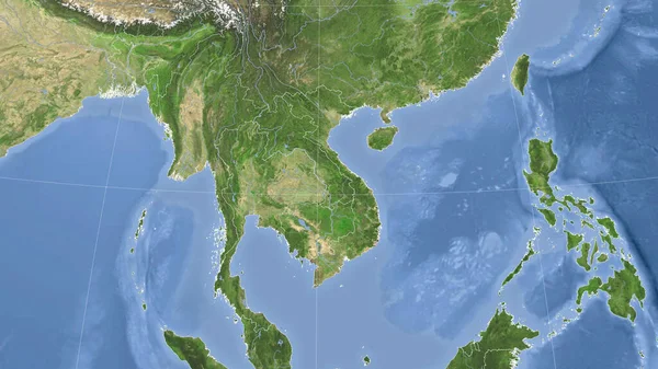 Wietnam Jego Okolice Daleka Perspektywa Skośna Brak Konturu Obrazy Satelitarne — Zdjęcie stockowe