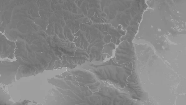 Rostov Region Russia Grayscaled Map Lakes Rivers Shape Outlined Its — Stock Photo, Image