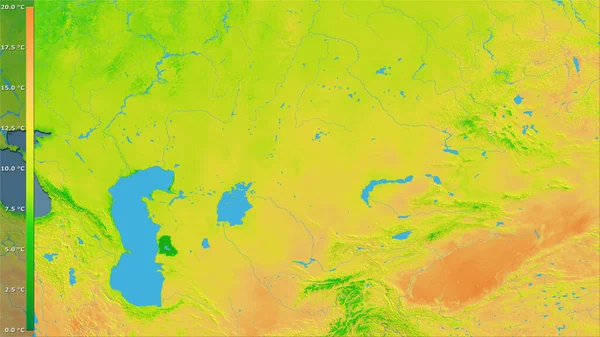 Variation Moyenne Température Diurne Dans Région Kazakhstan Dans Projection Stéréographique — Photo