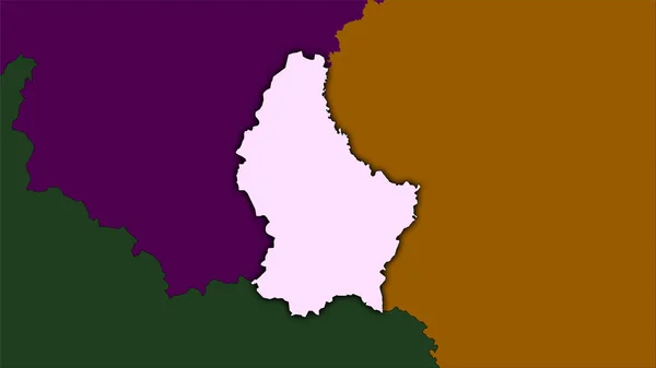 Περιοχή Του Λουξεμβούργου Στον Χάρτη Διοικητικών Διαιρέσεων Στην Στερεογραφική Προβολή — Φωτογραφία Αρχείου
