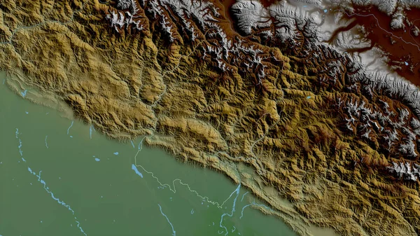 Far Western Development Region Nepal Colored Shader Data Lakes Rivers — Stock Photo, Image